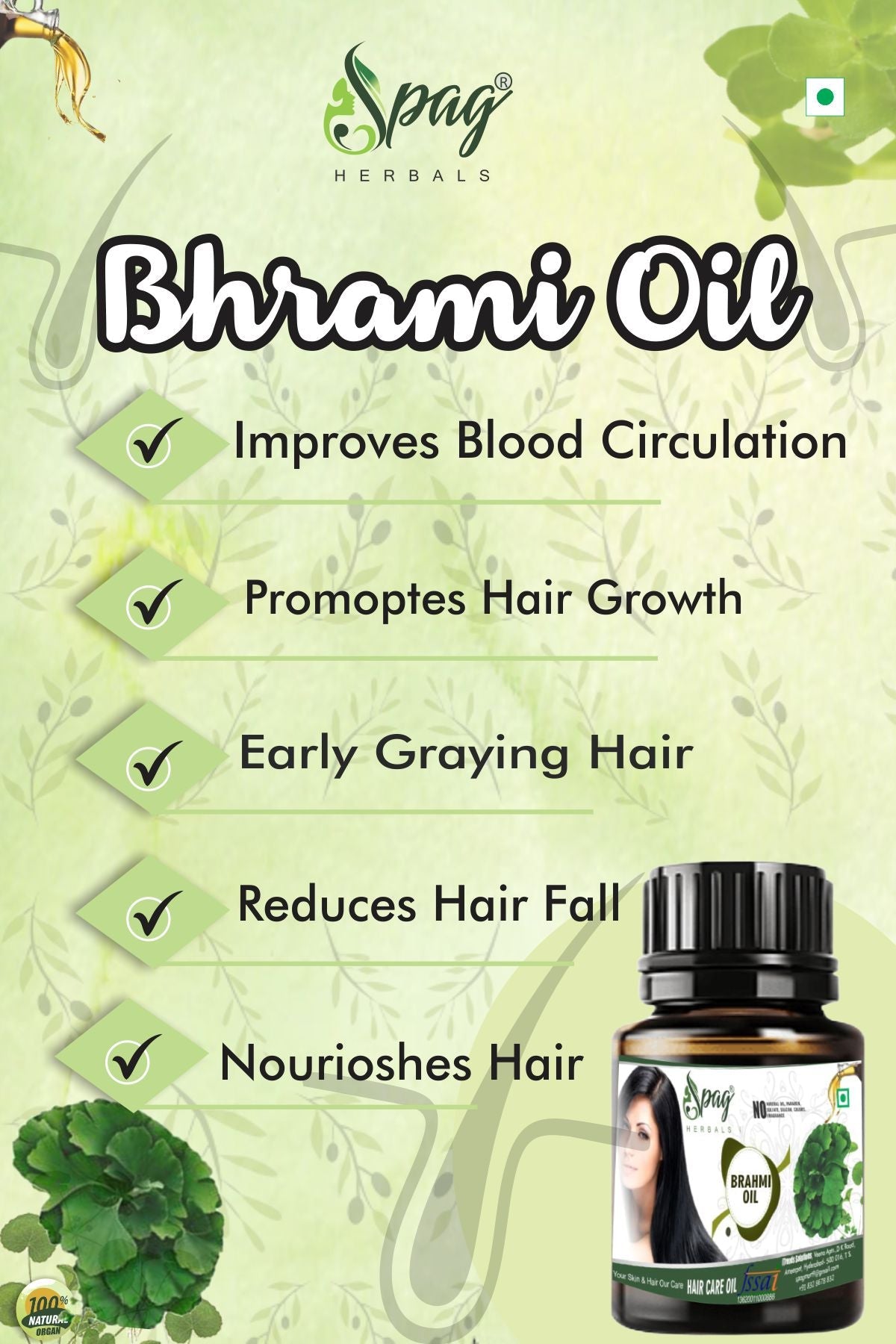 Spag Herbals Brahmi Oil For Hair Care | Grocsy