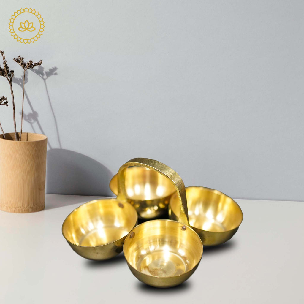 Brass Chowmukh Haldi Kumkum Holder | Grocsy
