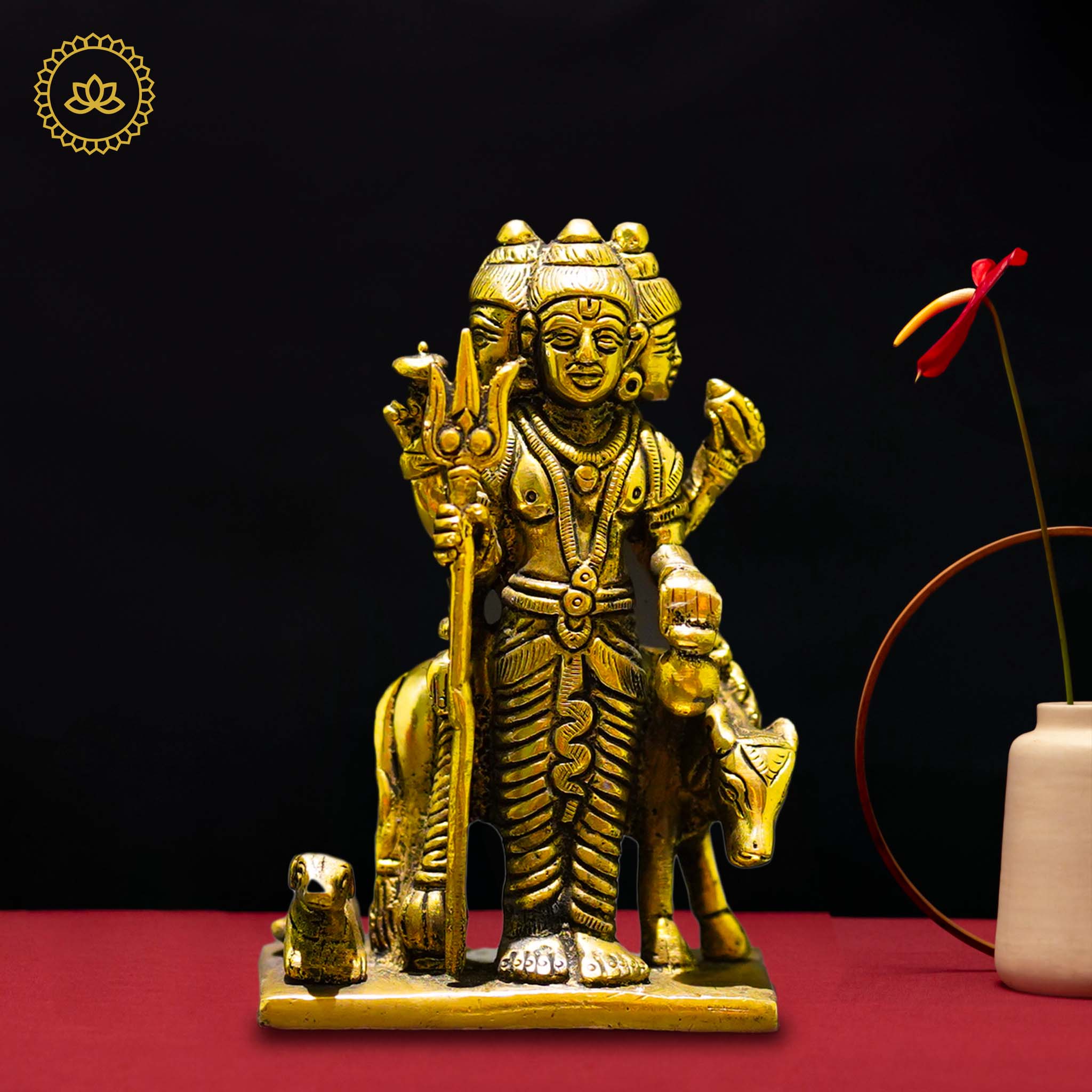 Brass Dattatreya Idol - Divine Unity of Brahma, Vishnu, and Shiva | Grocsy