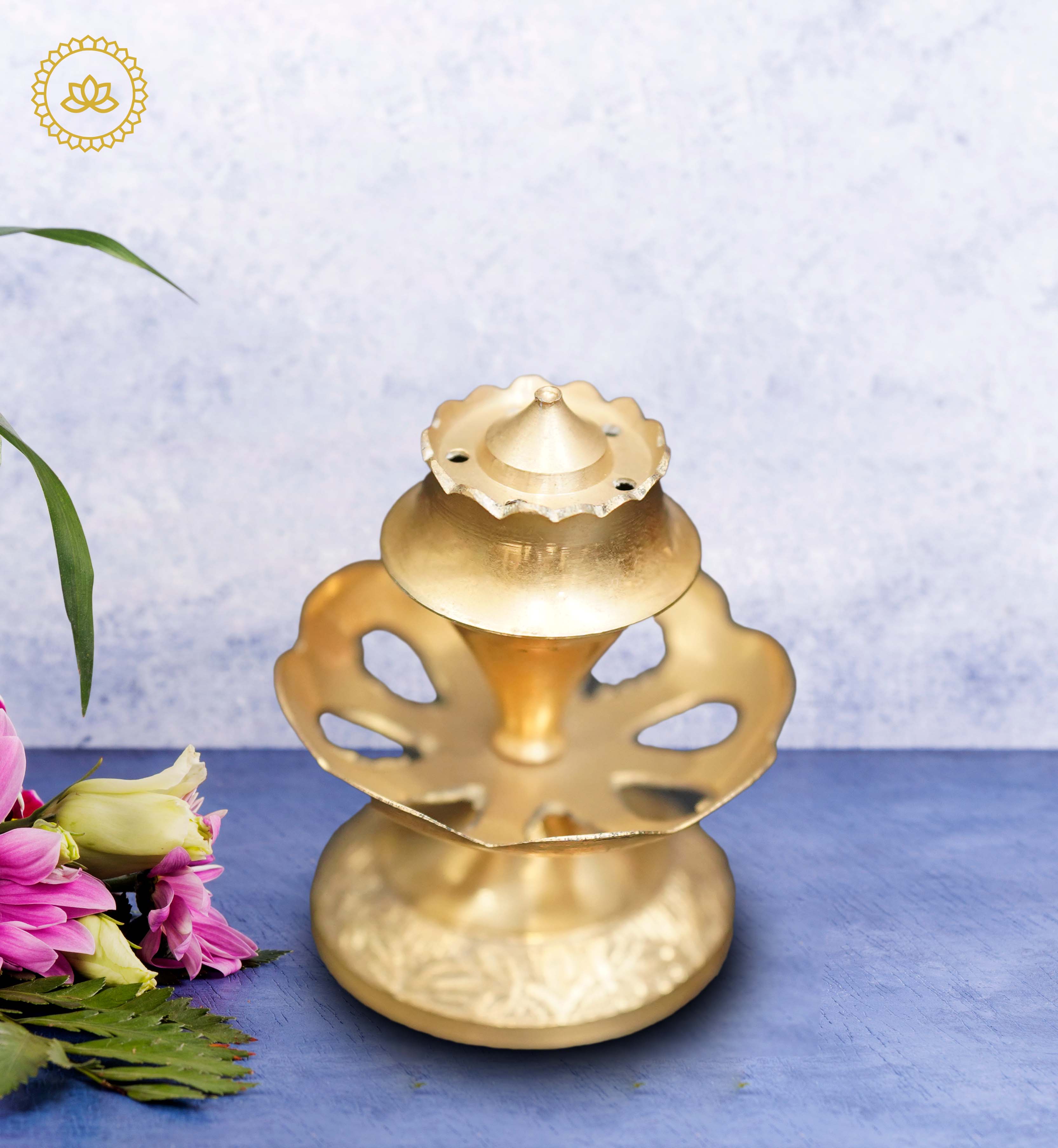 Brass Hibiscus Flower Agarbatti Stand | Grocsy