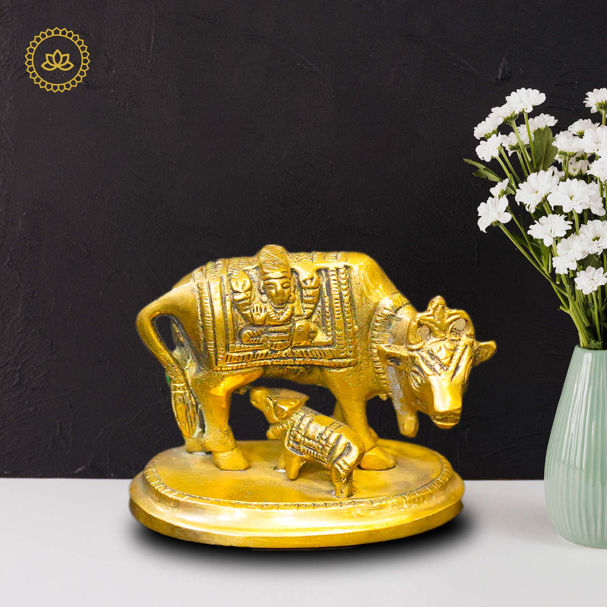 Brass Kamadenu with Calf Idol | Grocsy