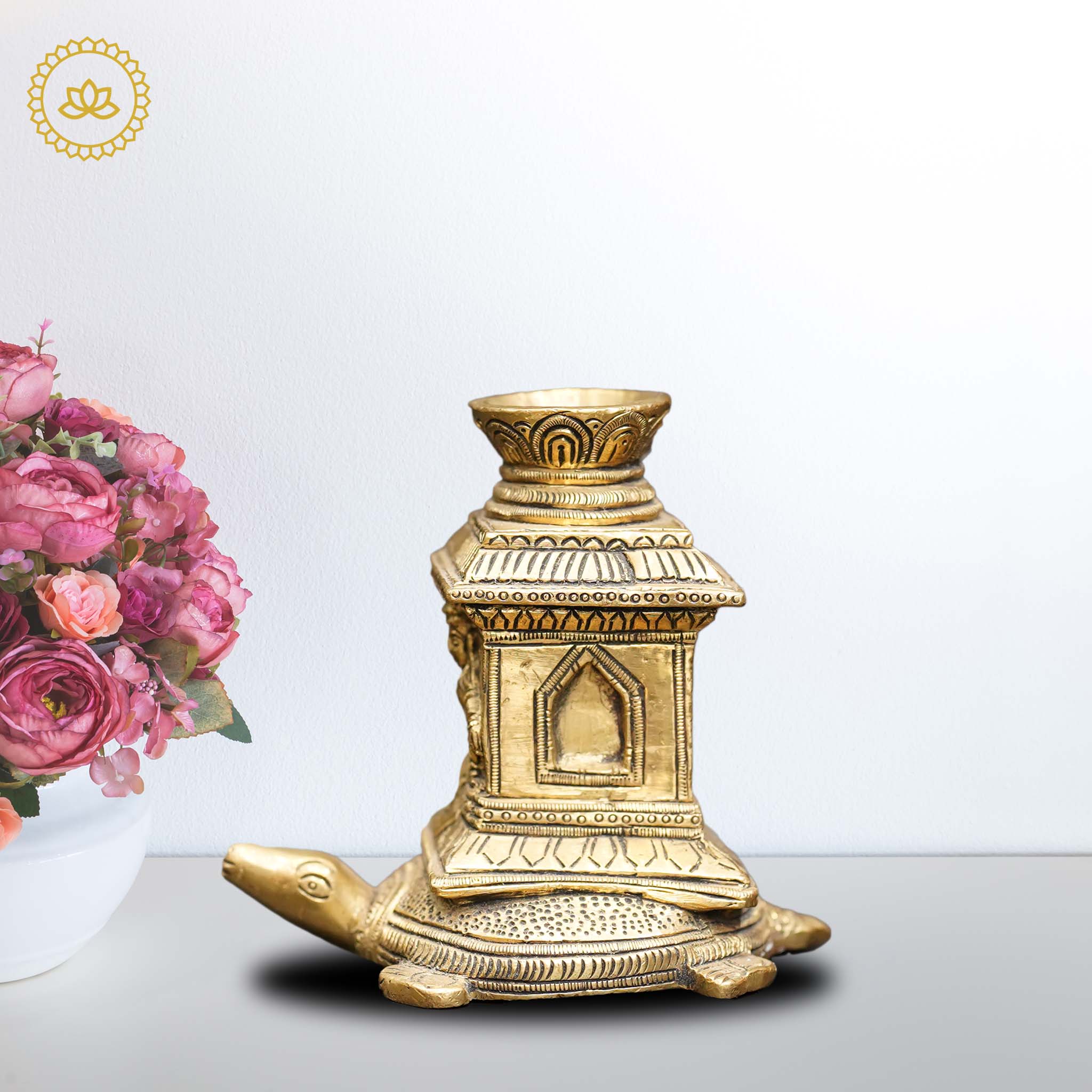 Brass Kurma with Tulasi Agarbatti Stand | Grocsy