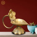 Brass Leaf with Flower Diya | Grocsy