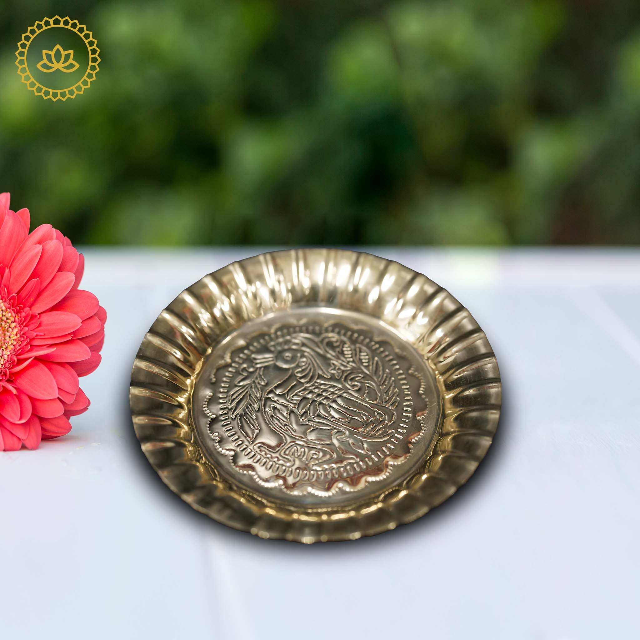 Brass Naxi Plate Aarthi: Embrace Sacred Rituals and Devotion | Grocsy