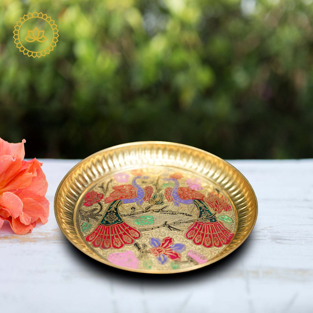Brass Peacock Design Plate | Grocsy