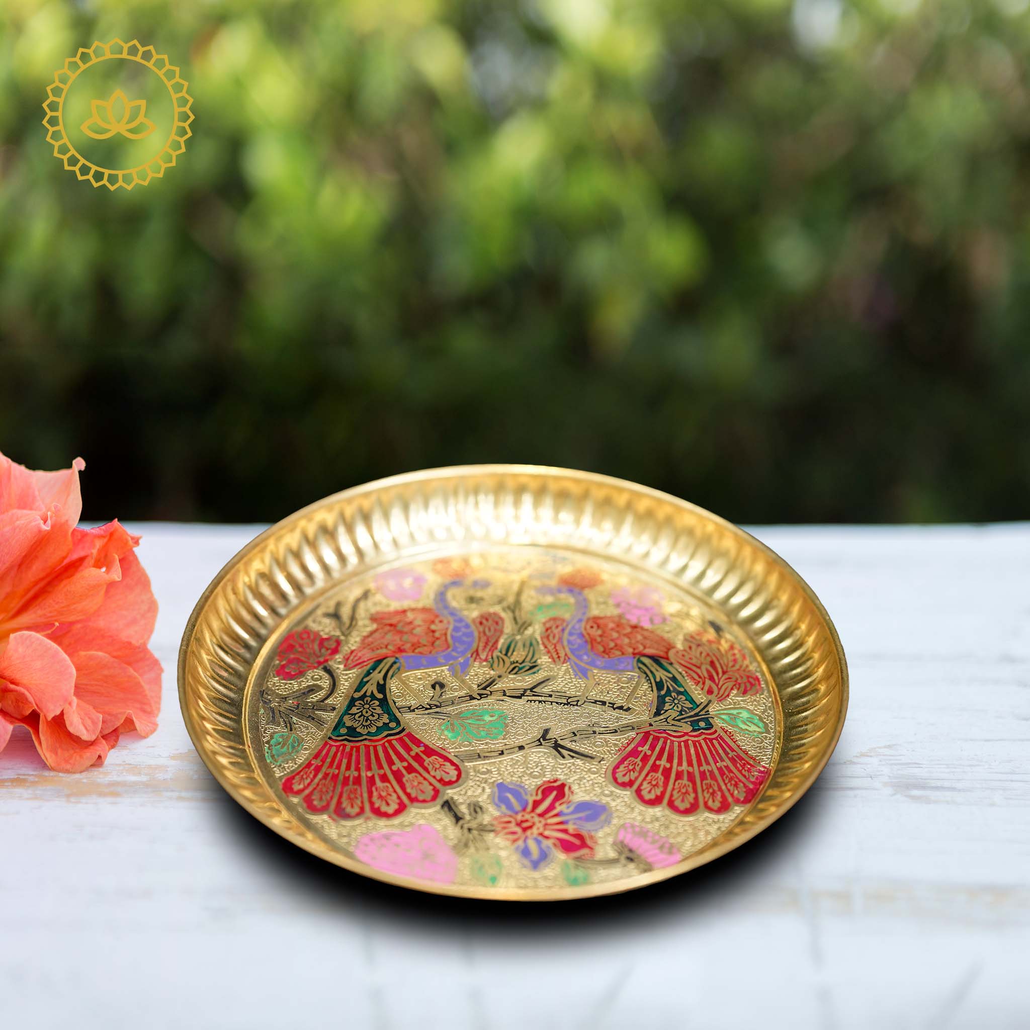 Brass Peacock Design Plate | Grocsy