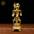 Brass Peacock Diya with Five Oil Wicks and Bells | Grocsy