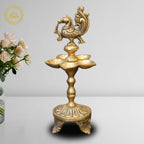 Brass Peacock Oil Wick Diya | Grocsy