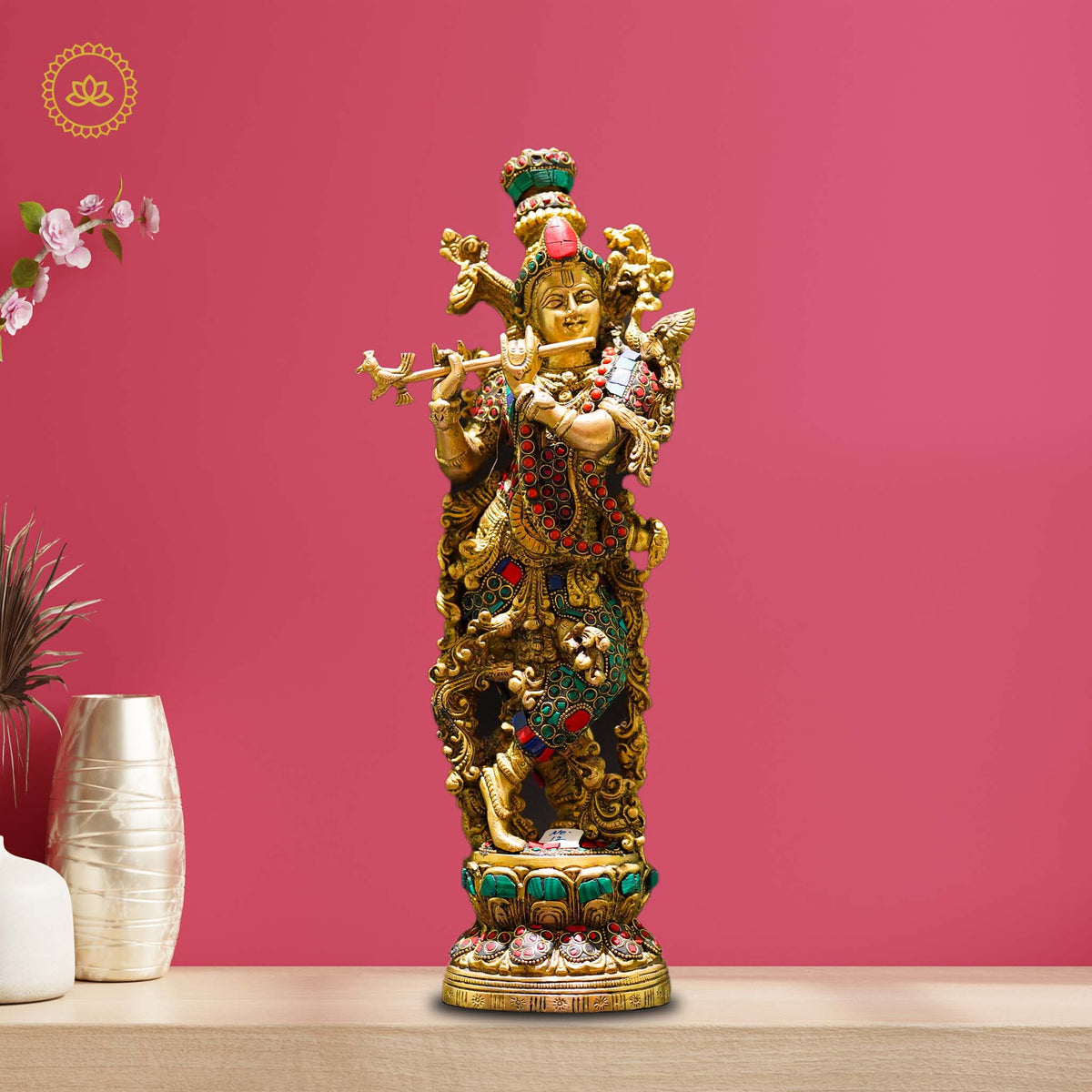 Brass Standing Krishna Idol - Divine Presence of Love and Wisdom | Grocsy