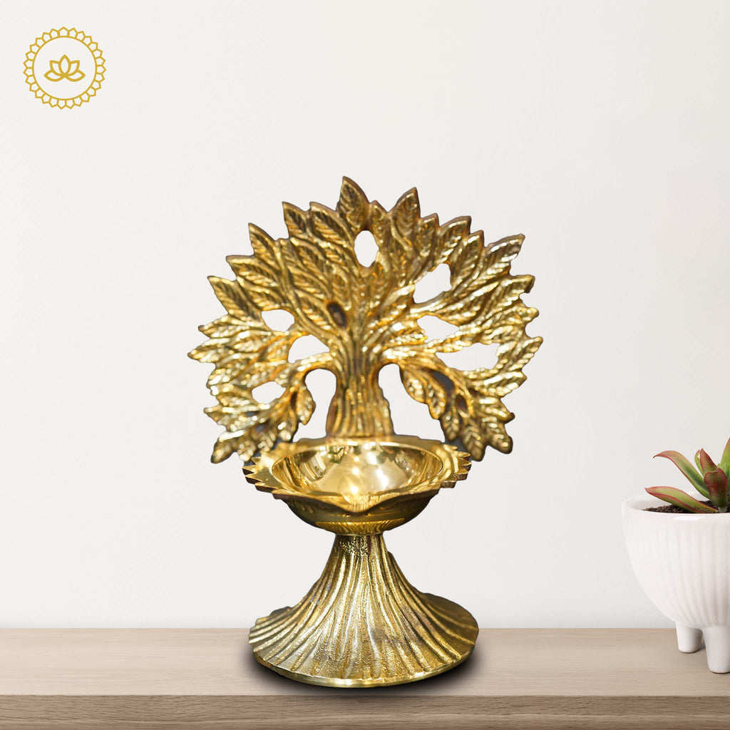 Brass Tree Design Diya | Grocsy