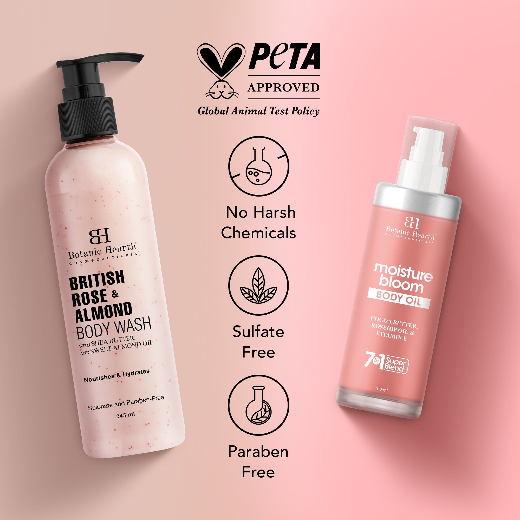 Botanic Hearth British Rose Bodywash & Moisture Bloom Body Oil | Grocsy