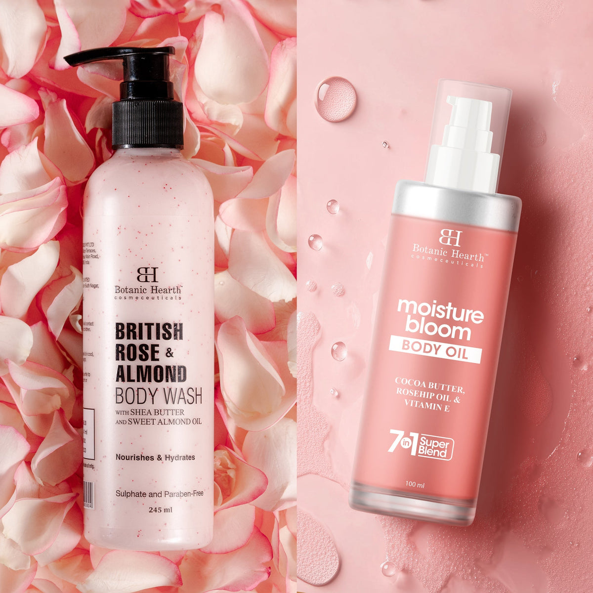 Botanic Hearth British Rose Bodywash & Moisture Bloom Body Oil | Grocsy