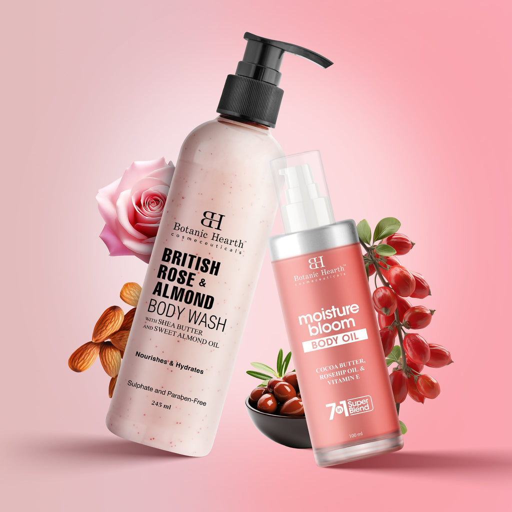 Botanic Hearth British Rose Bodywash & Moisture Bloom Body Oil | Grocsy