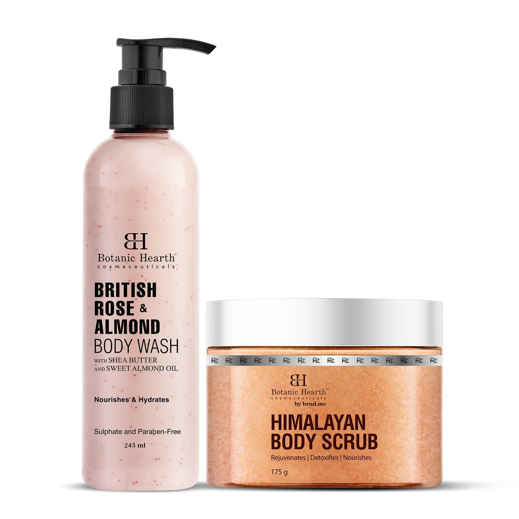 Botanic Hearth British Rose with Almond Bodywash & Himalayan Scrub | Grocsy