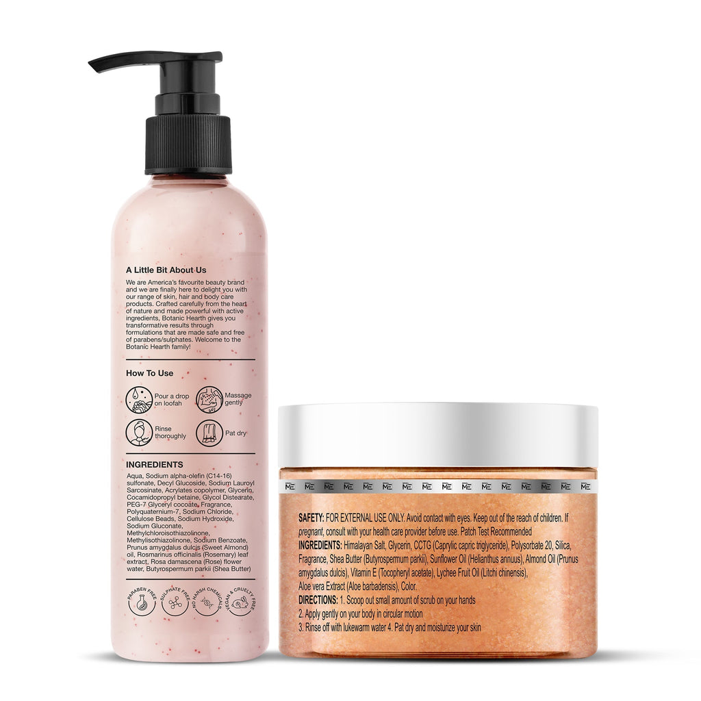 Botanic Hearth British Rose with Almond Bodywash & Himalayan Scrub | Grocsy