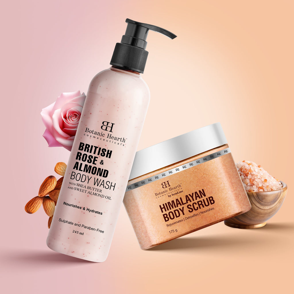 Botanic Hearth British Rose with Almond Bodywash & Himalayan Scrub | Grocsy