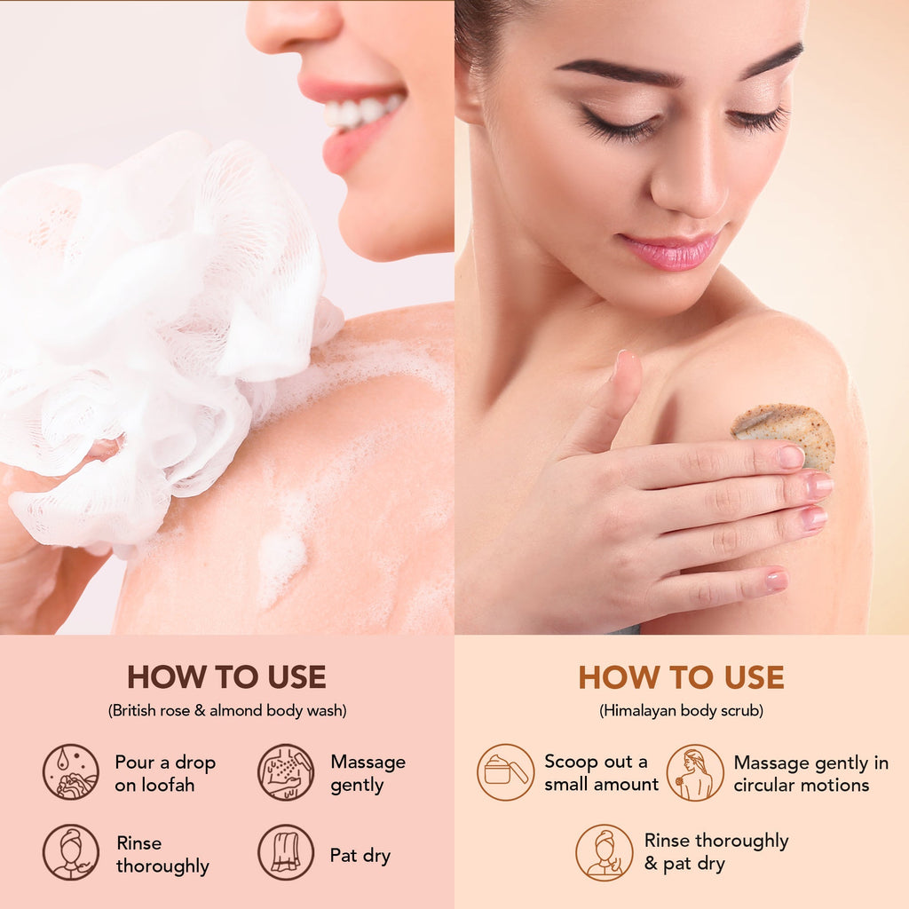 Botanic Hearth British Rose with Almond Bodywash & Himalayan Scrub | Grocsy