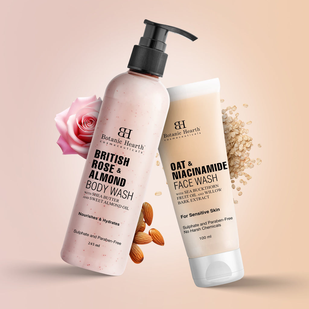 Botanic Hearth British Rose Body Wash with Oat Face Wash | Grocsy