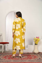 Jyoti Fashion Women's Mustard Rayon Floral Print with Side Pocket Kurtis & Sets | Grocsy