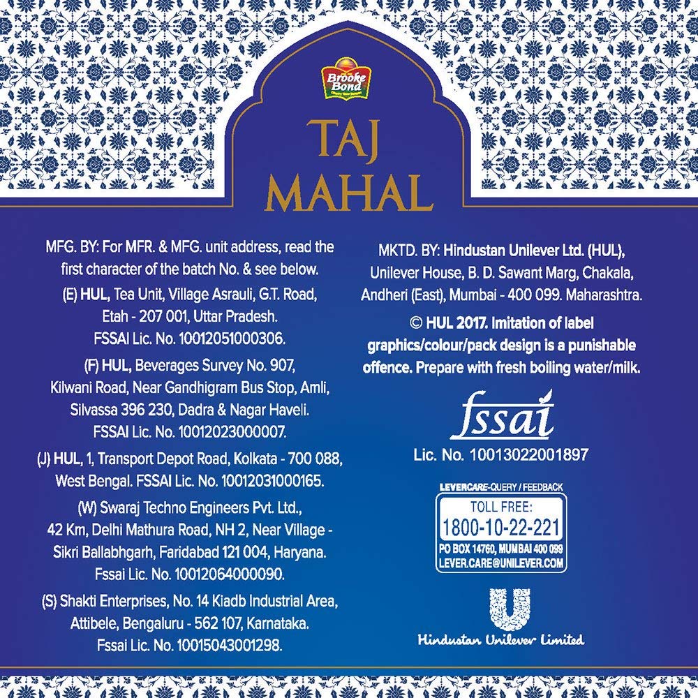 Brooke Bond Taj Mahal Tea - India's Premium Chai, Rich & Flavourful Tea | Grocsy