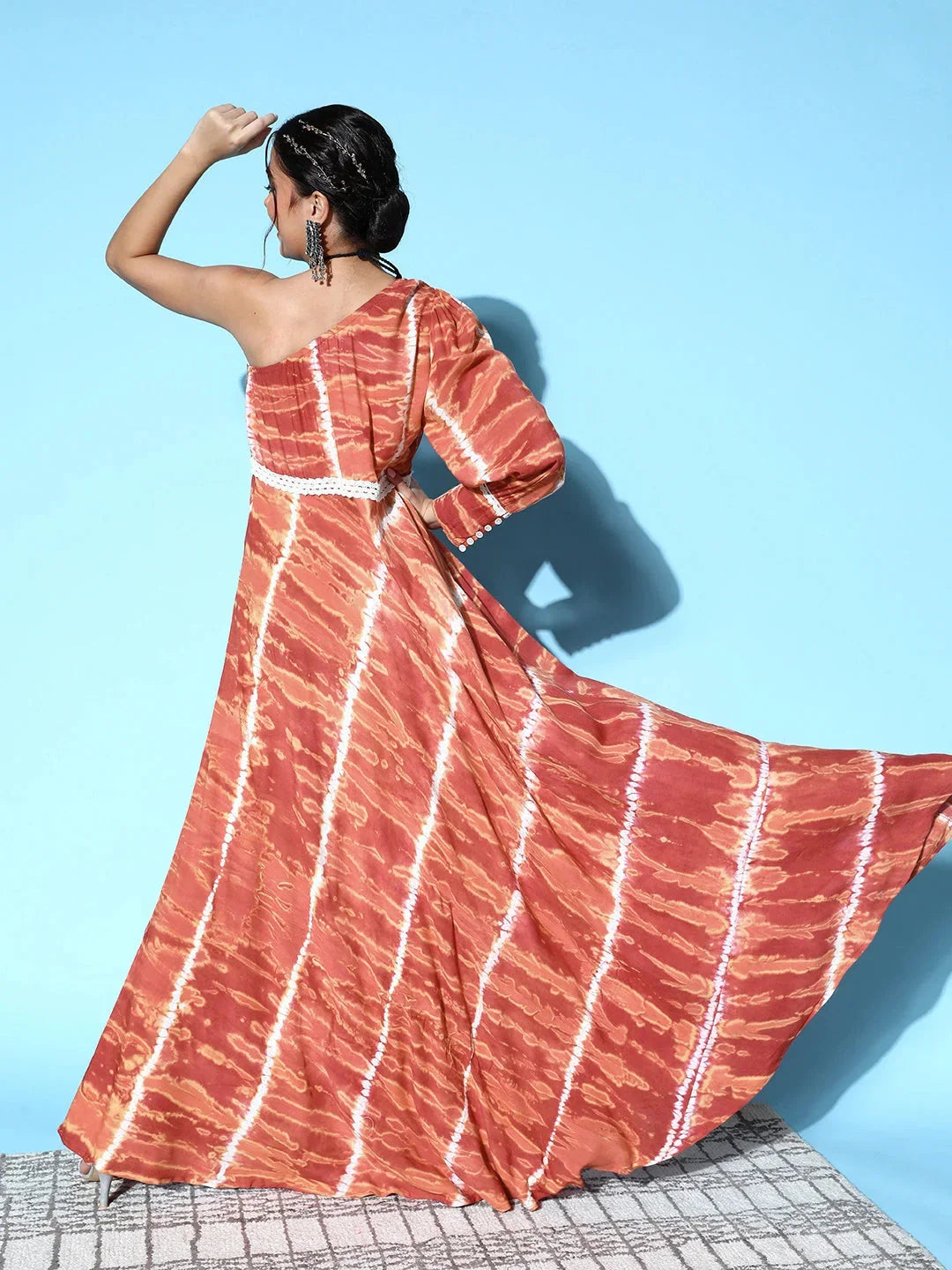 Yufta Brown One Shoulder Maxi Dress | Grocsy