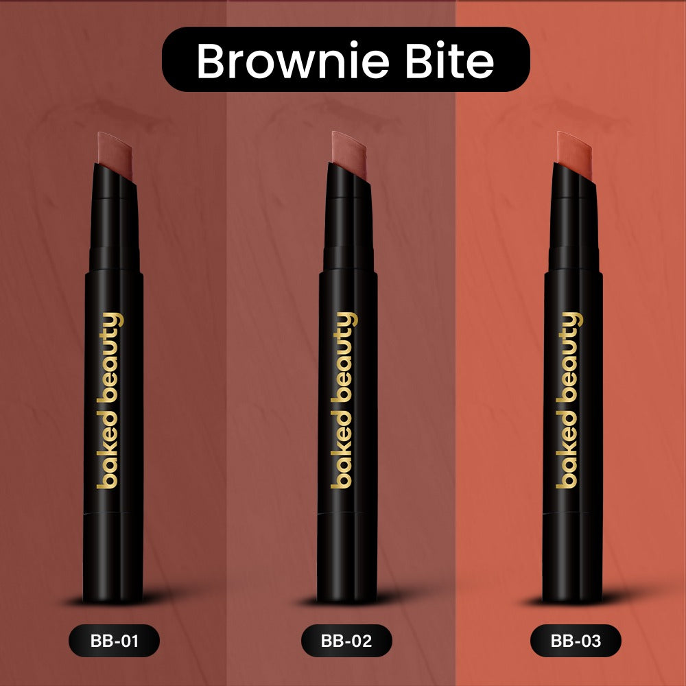 Baked Beauty My Crayon Brownie Bite Matte Lip Cream Lipsticks (Set of 3) | Grocsy