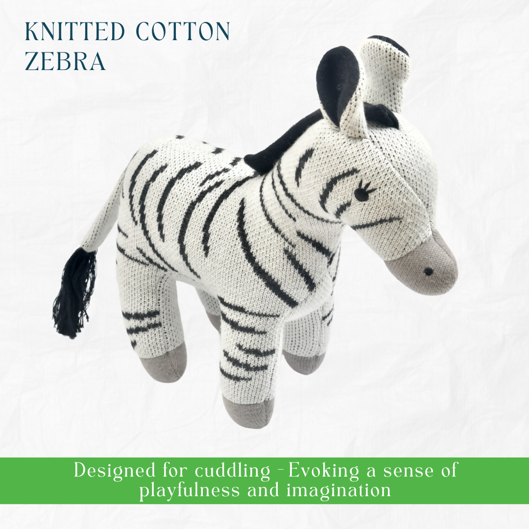 Nesta Toys Newborn Gift Set - Zebra Plush Toy, Wooden Elephant & Car Teether | Grocsy