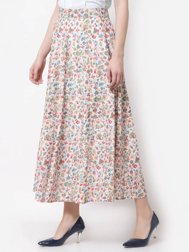 Myshka Multicolor Cotton blend Printed Skirt | Grocsy