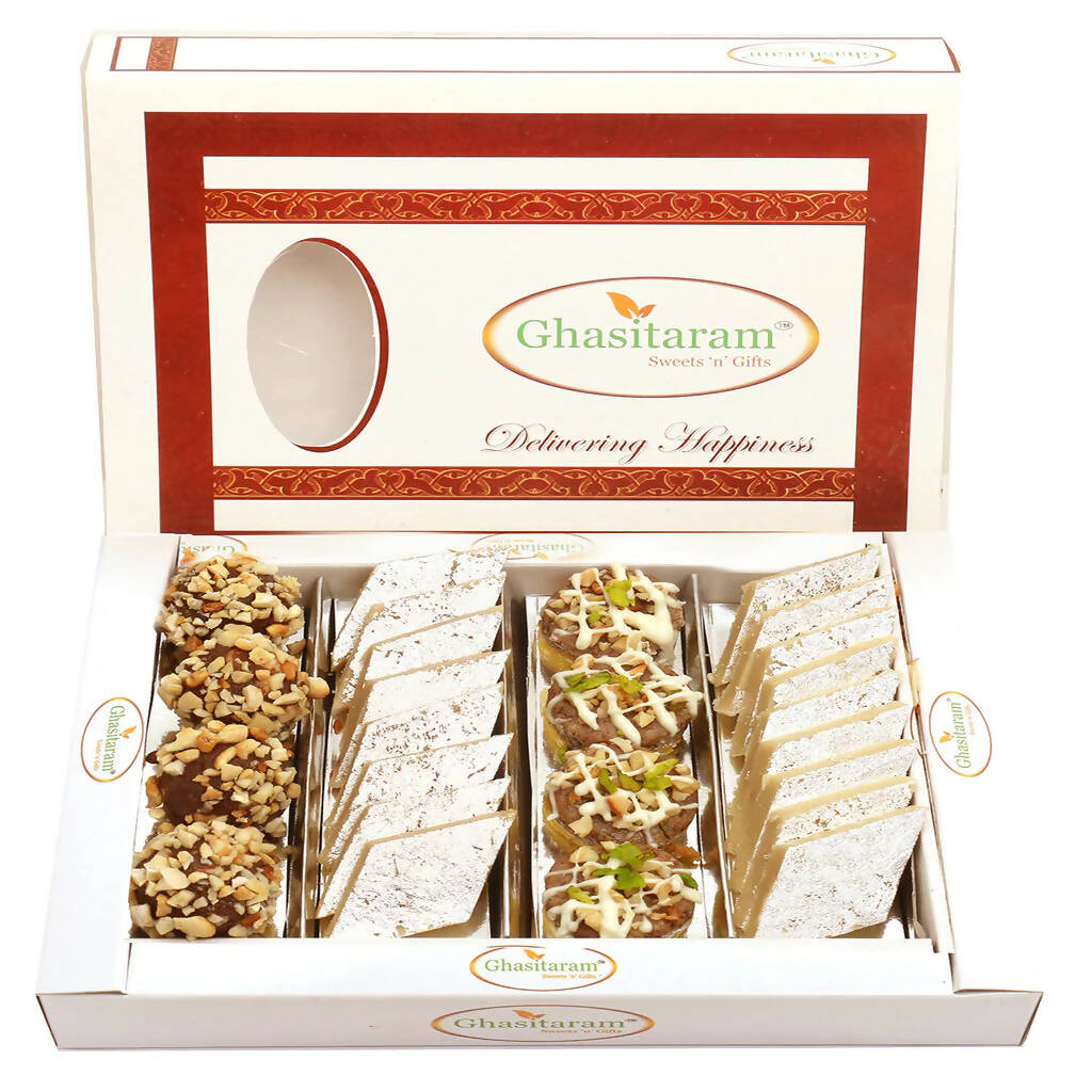 Ghasitaram Assorted Box Pure Kaju Katlis, Dryfruit Sweets | Grocsy