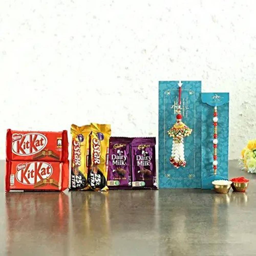 Lumba Rakhi Set And Chocolates Hamper | Grocsy