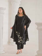 Festive Ethnic Viscose Rayon Black Stitched Suit With Dupatta - Rashmika | Grocsy