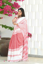 Beatitude White Cotton Tangail Handloom Saree | Grocsy