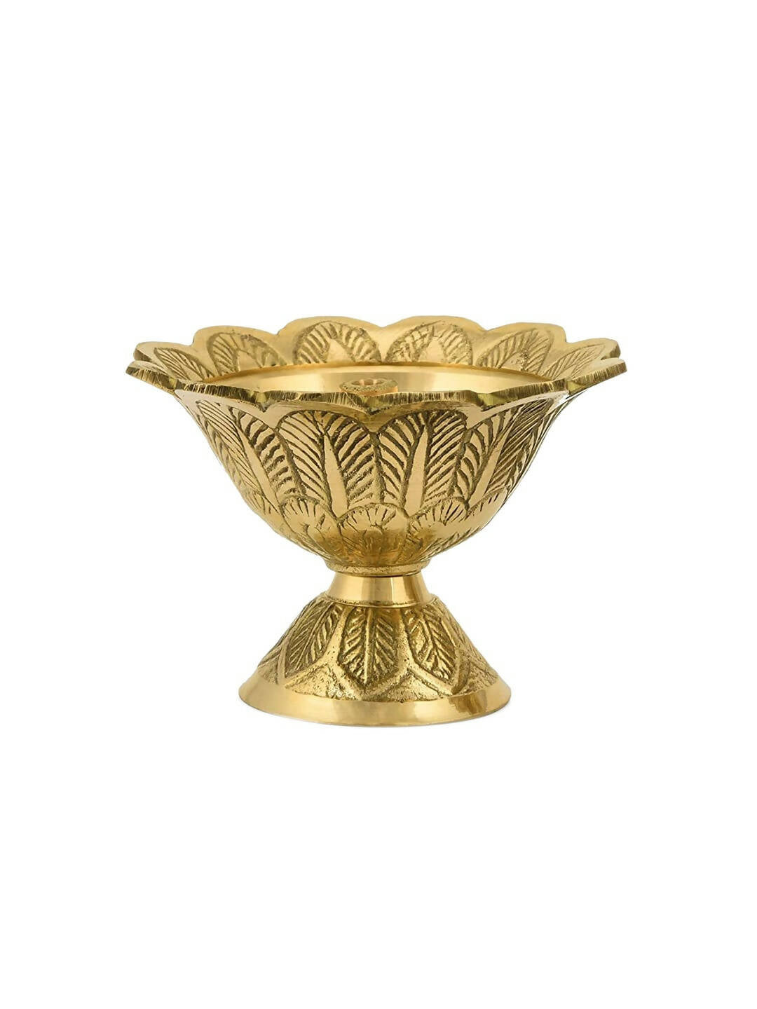 CraftVatika Gold-Toned Brass Engraved Diya | Grocsy
