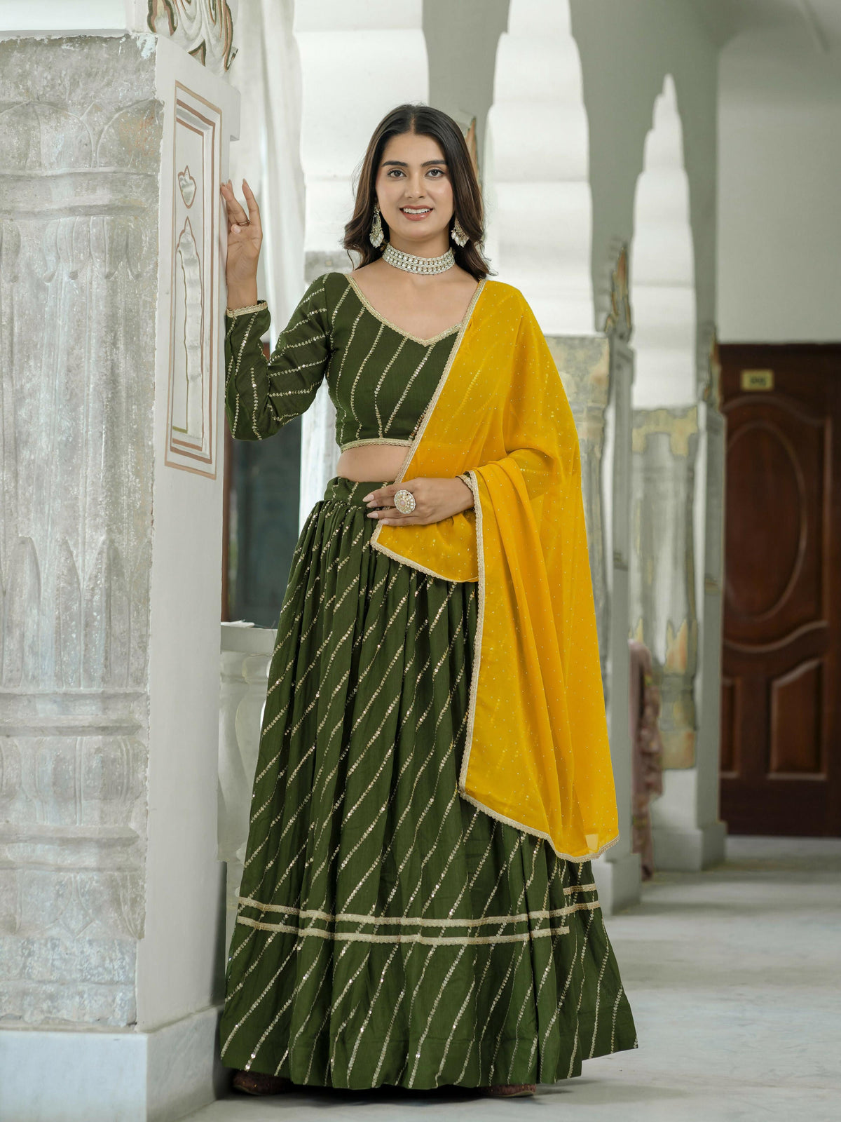 Lehenga Mart Mahendi Designer Wedding Wear Lehenga Choli | Grocsy