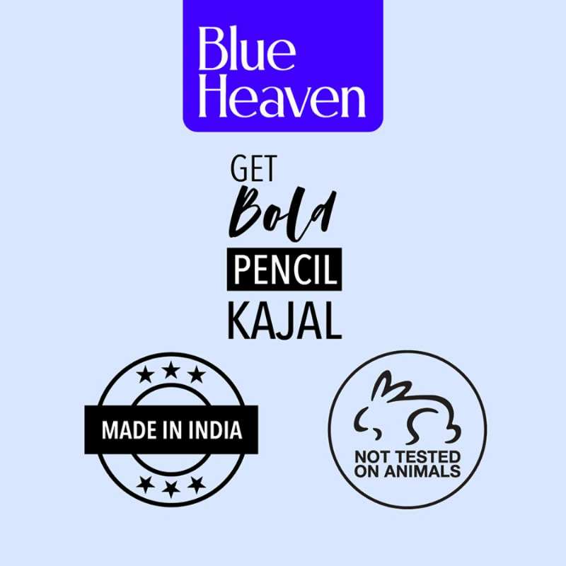 Blue Heaven Get Bold Pencil Kajal With Free Sharperner Or Comphor & Castor Oil - Black | Grocsy