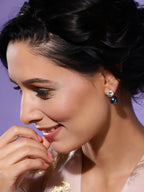 Diamond and Grey Stone Earrings- Ruby Raang | Grocsy