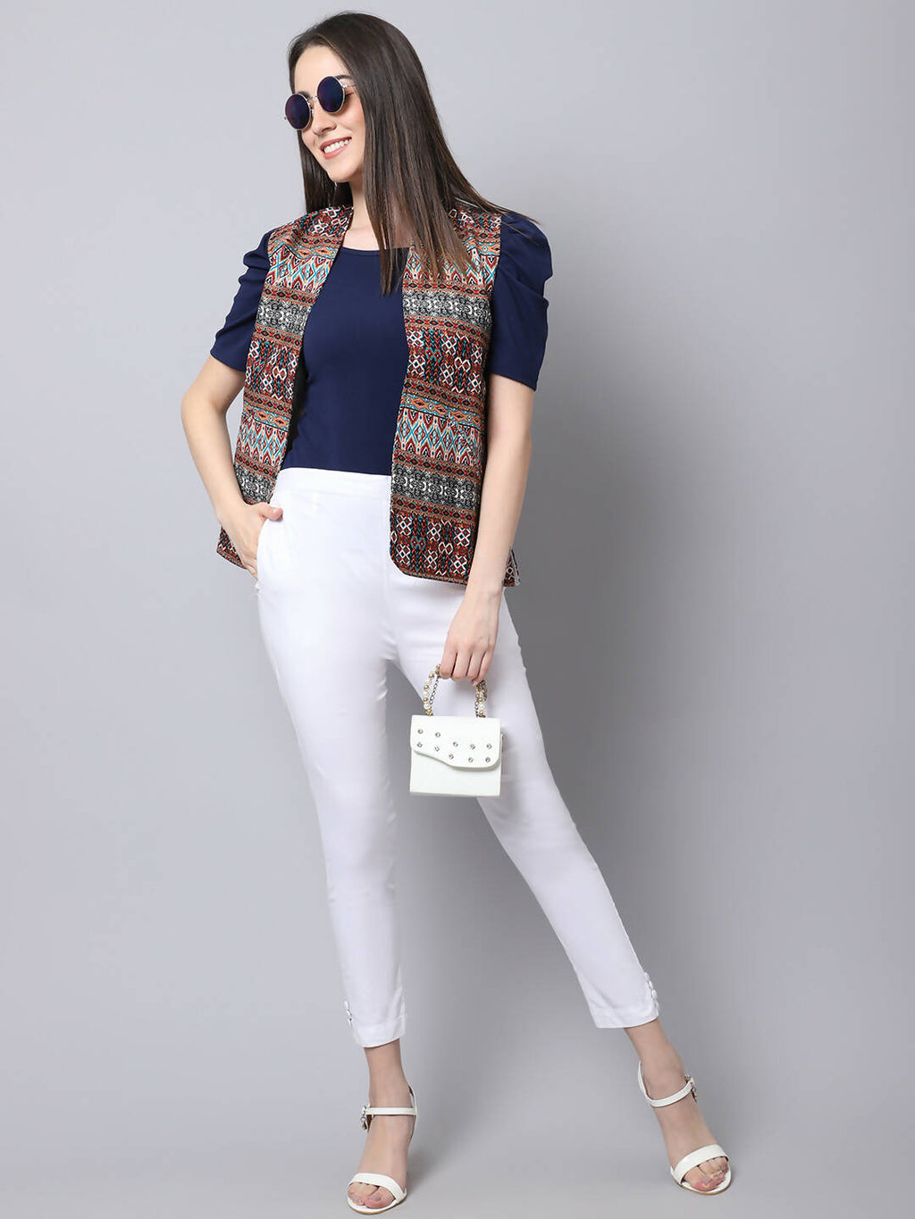 Even Apparels Brown 100% Polyester Open Front Women's Waistcoat | Grocsy