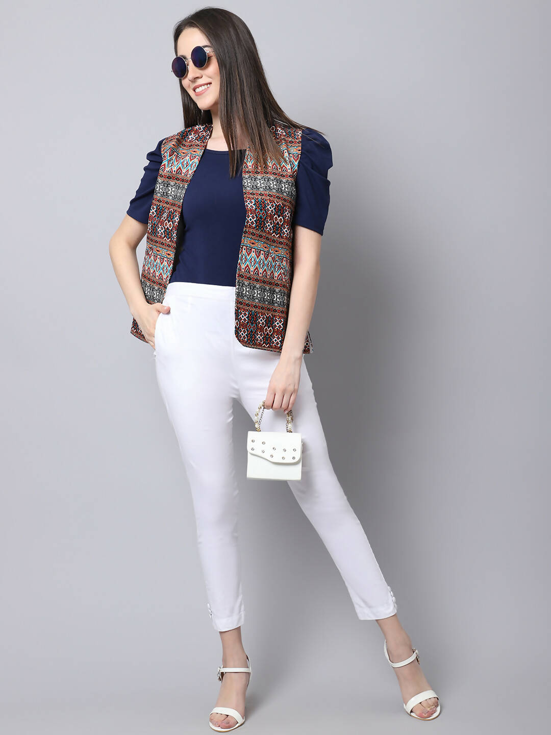 Even Apparels Brown 100% Polyester Open Front Women's Waistcoat | Grocsy
