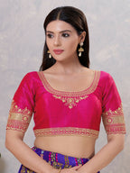 Joban Fashion Women Silk Dark-Pink Stitched Blouse | Grocsy