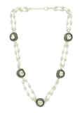 Rhodium Plated Kundan Necklace - Ruby Raang | Grocsy
