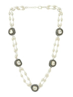 Rhodium Plated Kundan Necklace - Ruby Raang | Grocsy