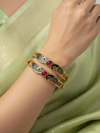 NVR Women Set of 2 Gold Plated Handcrafted Kada Bangle | Grocsy