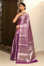 Joban Fashion Lavender Saree Georget Solver Brocket | Grocsy