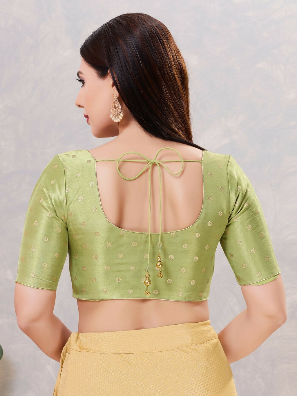 Joban Fashion Women Silk Pista-Green Stitched Blouse | Grocsy