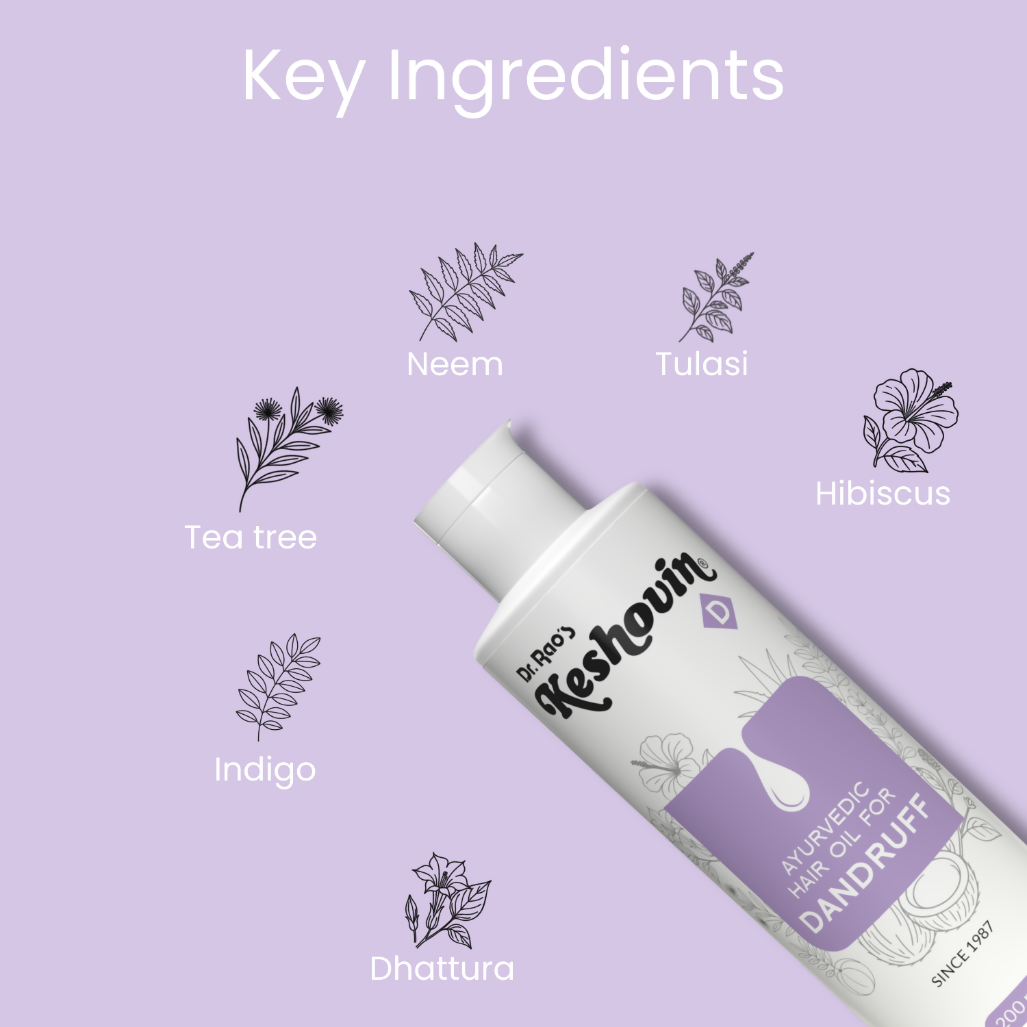Dr. Rao's Keshovin Anti Dandruff Herbal Hair Oil | Grocsy