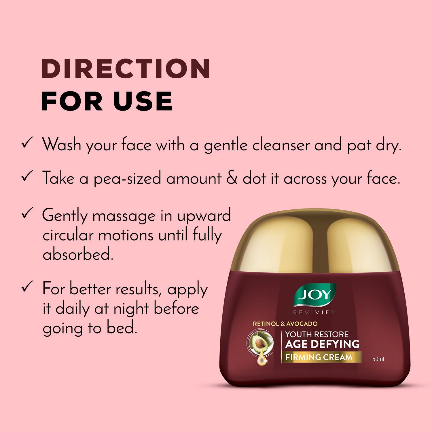 Joy Anti Ageing Face Cream with Retinol Ceramide & Avocado | Grocsy