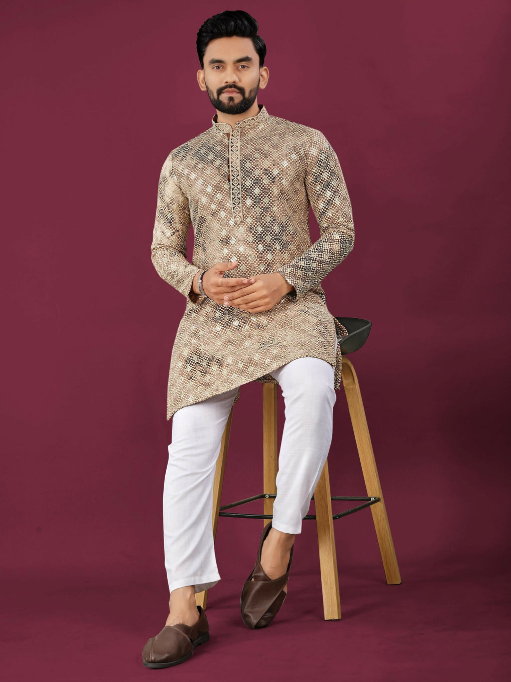 Anaita Cream Chikankari Work Viscose Rayon Straight Kurta | Grocsy