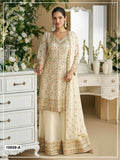 Anaita Off-white Embroderied Faux Georgette Stitched Plazzo Suit | Grocsy