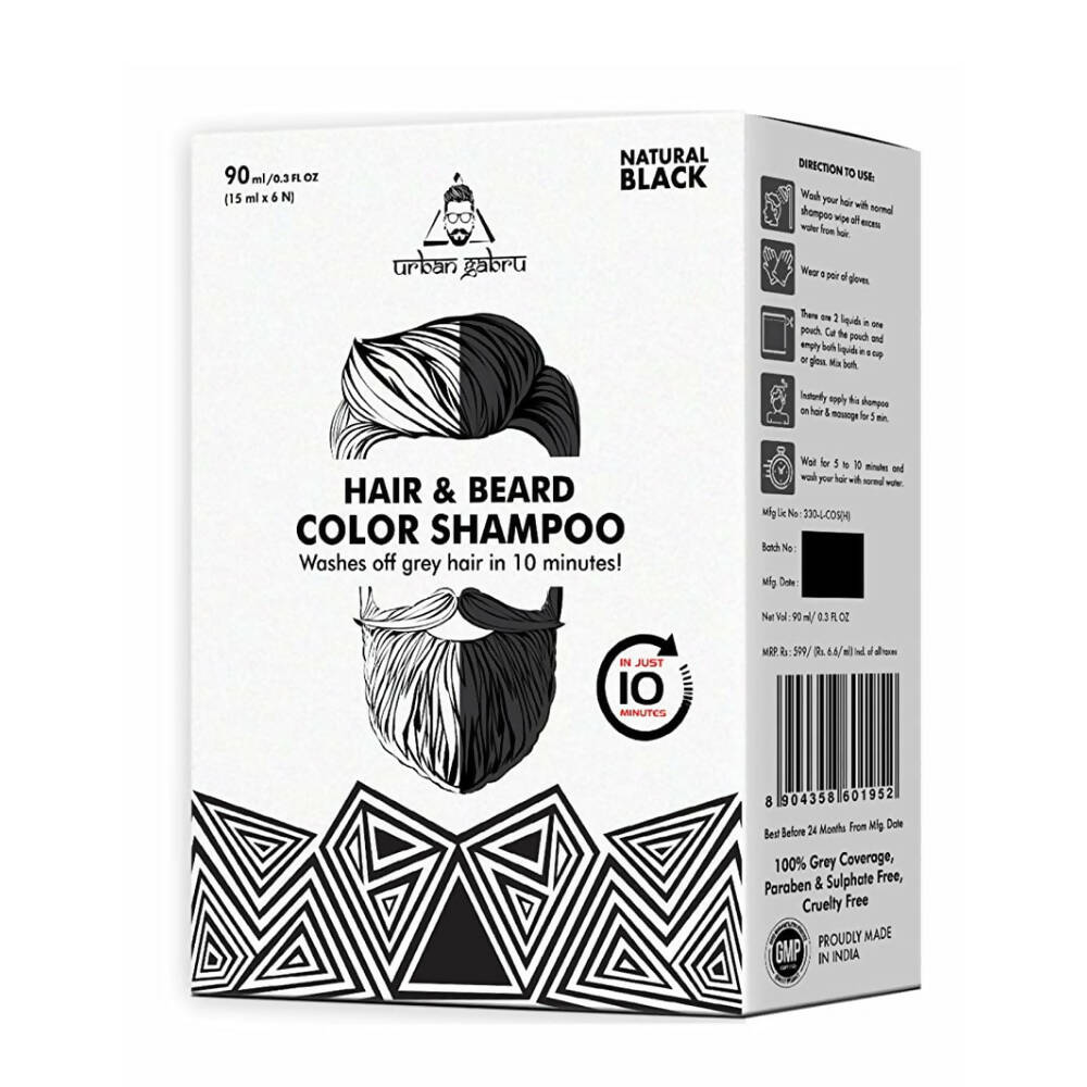 Urbangabru Hair & Beard Color Shampoo - Natural Black | Grocsy