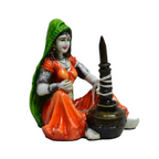 eCraftIndia Rajasthani Lady Using Makhan Handi Polyresin Statue | Grocsy